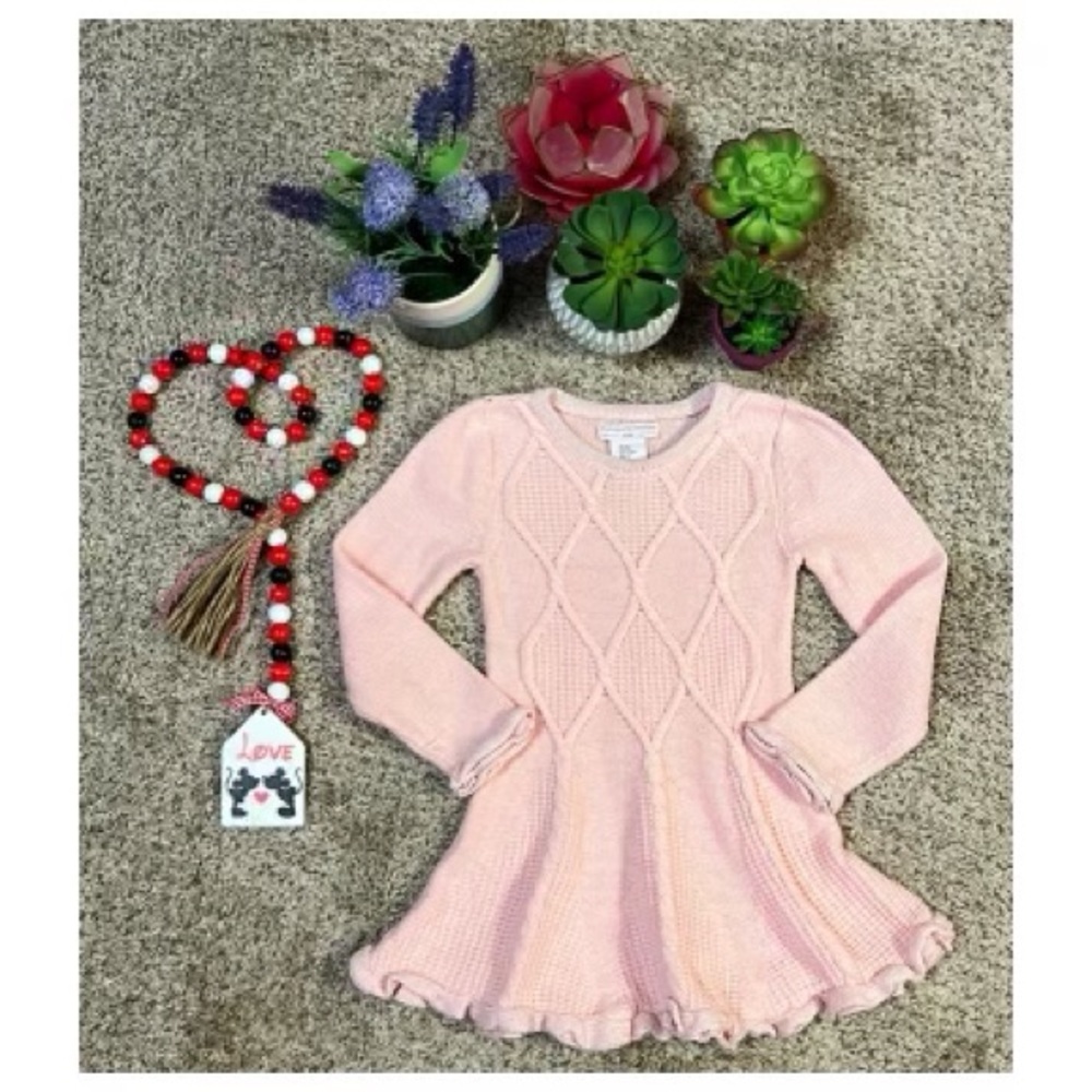 Girls Pink Knit Sweater Dress